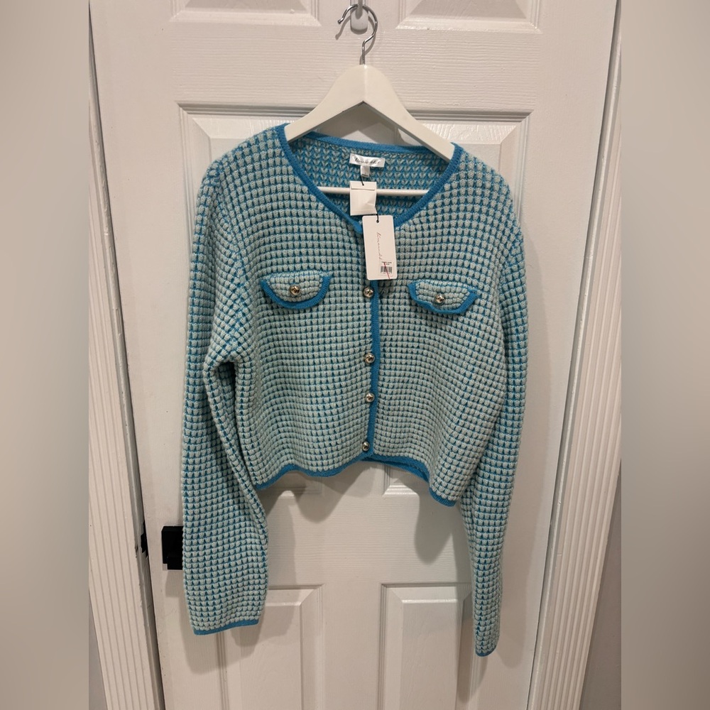 Line & Dot Warm Your Heart Cardigan, Size L, blue - Picture 3 of 7